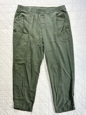 Old Navy Olive Green Linen-Blend Ankle Pants – Relaxed Fit – Women’s Size Large